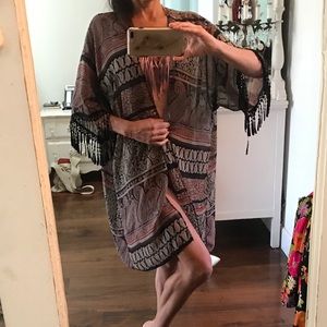 Kimono duster fringe boho jacket
